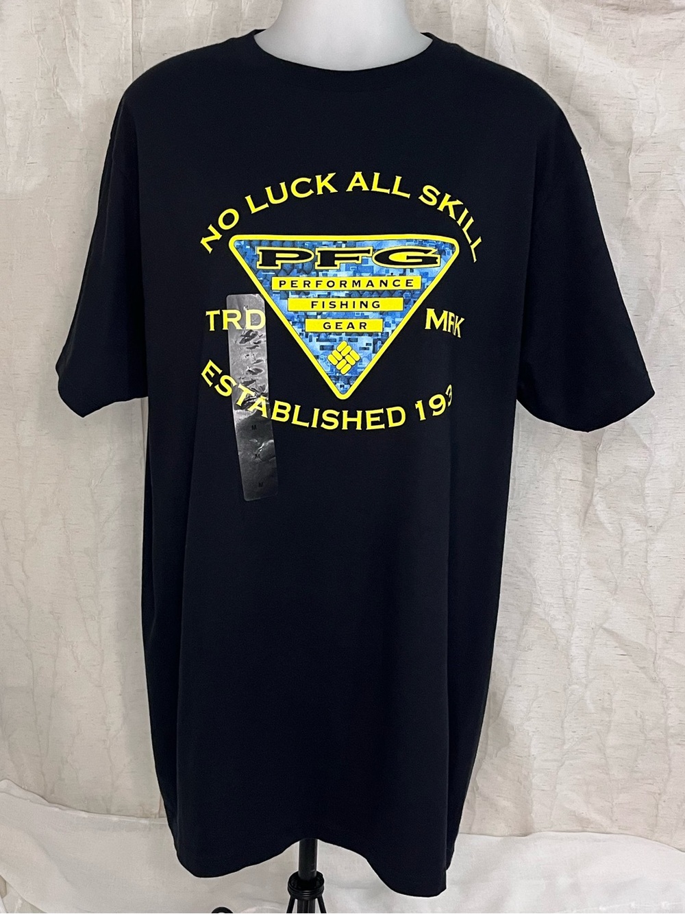 NWT Medium Columbia Black Short-Sleeve Tee with Yellow & Blue PFG Logo